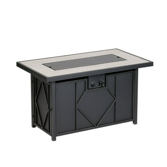 Living Accents 24" Rectangular Propane/Steel Metal Fire Table in Black