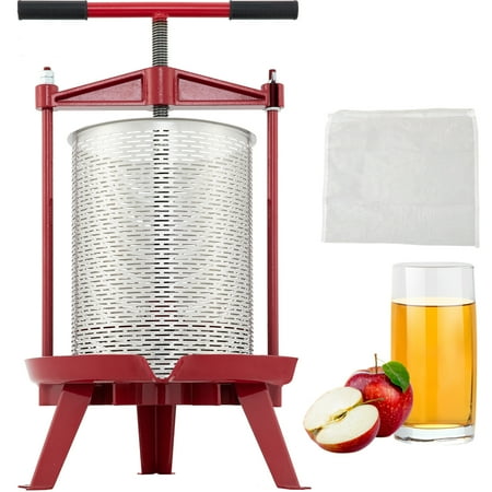 

VEVOR Fruit Wine Press 3.7Gal/14L Cast Iron Manual Grape Presser for Wine Making Cider Tincture Vegetables Honey Olive Oil Press with Stainless Steel Hollow Basket T-Handle 0.1 Thick Plate 3 Feet
