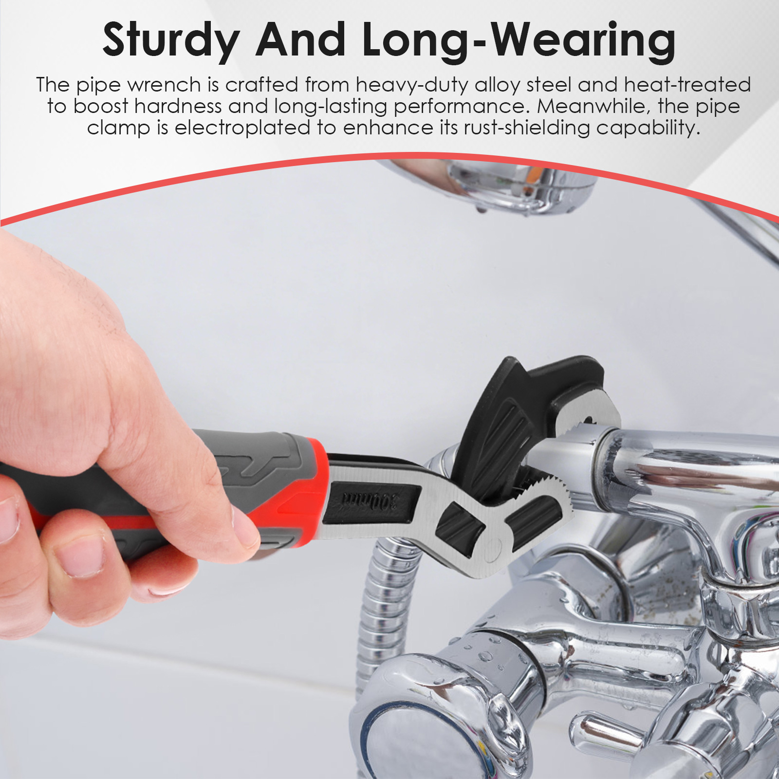 Tmwefusc Pipe Wrench Set 6" 8" 10" 12" Self Adjusting Wrench 4 Piece Plumbing Tool for 0.27"-1.69"/7-43mm Standard Nut Irregular Nut Pipe Use