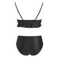 thumbnail image 5 of Linfrsh Bikini Sets for Women High Waisted Two Piece Swimsuit Knot Twist Cutout Color Block Bathing Suit Black,L, 5 of 5
