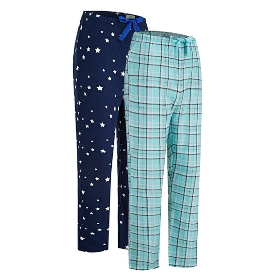 GLOBAL Cotton Flannel 2 Pack Women's Pajama Pants Sleepwear Sleep Pants,S-3XL