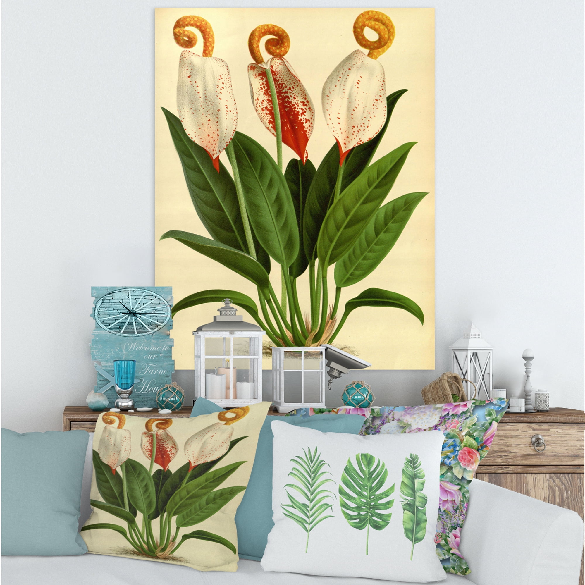 Designart ' Retro Wildflowers ' Farmhouse Canvas Wall Art Print