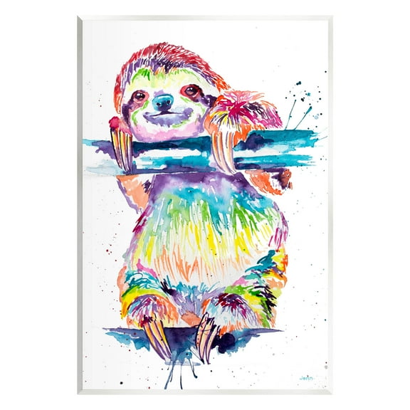 Fun Rainbow Sloth Wildlife Animals & Insects Graphic Art Unframed Art Print Wall Art