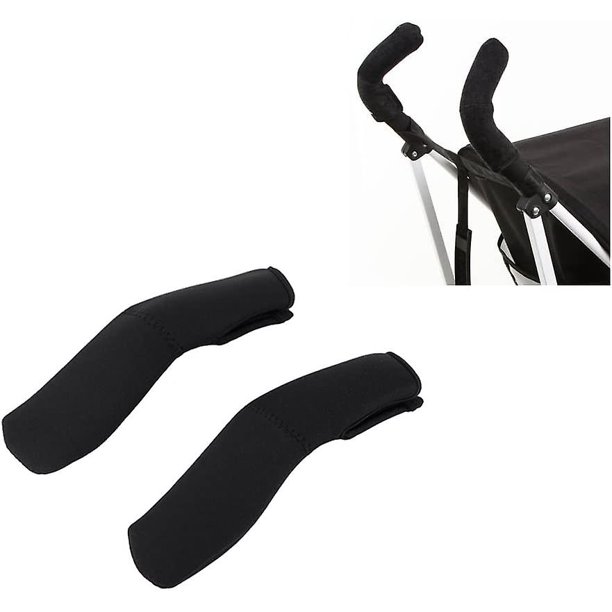 Reposabrazos para cochecito de bebé, funda negra, mango elástico Universal, funda protectora a prueba de polvo para cochecito de bebé (2 juegos, negro)