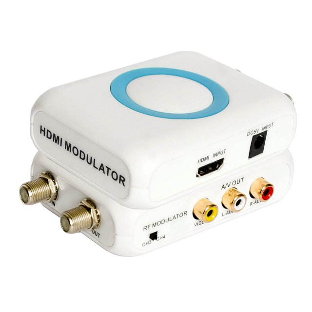 Modulateur RF HDMI Convertisseur Coaxial VHF HD Adaptateur Numérique avec Antenne ANT In/Out pour Roku Fire Stick VCR DVD Ordinateur Portable PS4 PS5 Xbox Ensemble-top Câble Box vers AV Analogique Vidéo RCA & F Femelle Coax NTSC TV