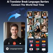 AI Translation Earbuds Real-Time 144-Language Translator Open Ear Wireless Earbuds for Travel Business and Language Learning-Black