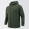 thumbnail image 2 of HOOMEUMY Mens Hooded Athletic Jacket Workout Drop Shoulder Clothes Fashion 2025 Trendy Classic Solid Coat Stand Collar Design Full Zip Up Lightweight Running Sports Jacket Casual Green XL, 2 of 4