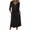 Black, variant on Women's Long Dress 3/4 Sleeve Button Neck Solid Casual Dress with Pockets Spring Summer Vacation Travel Boho Loose Fit Maxi Dress, Gray XXL