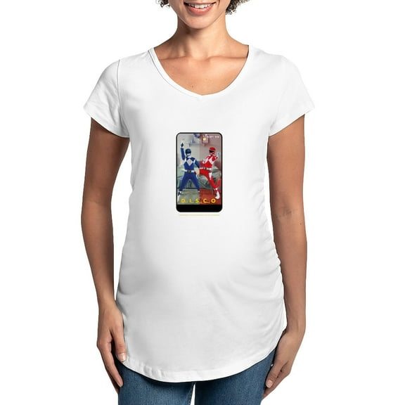 CafePress - Power Rangers Disco Women's Maternity T Shirt - Cotton Maternity T-shirt, Cute & Funny Pregnancy Tee