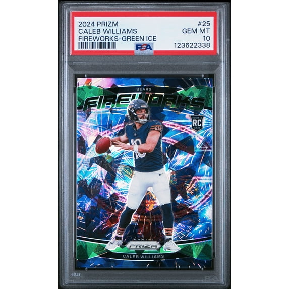 2024 Panini Prizm Fireworks Caleb Williams #25 Green Ice PSA 10