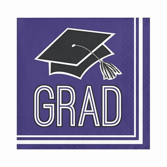 School Spirit Purple Beverage Napkins, 36pk