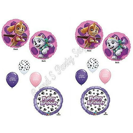 C & S Party Supply Skye & Everest Paw Patrol 10 PC. Mylar & Latex Balloons Set, Lilac Purple, Pink