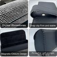 thumbnail image 4 of Soporte para gafas de sol de coche, cuero de PU con estuche de gafas de sol de cristal de diamante, cajas de almacenamiento de gafas de coche (plata) JAMW Sencillez, 4 of 5