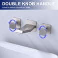 thumbnail image 6 of Wowow Modern Double Handle Wall Mounted Bathroom Faucet with Waterfall Spout in Brushed Nickel, 6 of 8