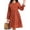 Caramel, variant on Cuteduck Women Plus Size Fall Casual Long Sleeve Dress Round Neck Tiered Knitted Flared Sleeve Midi Ruffle Dress 1X-5X
