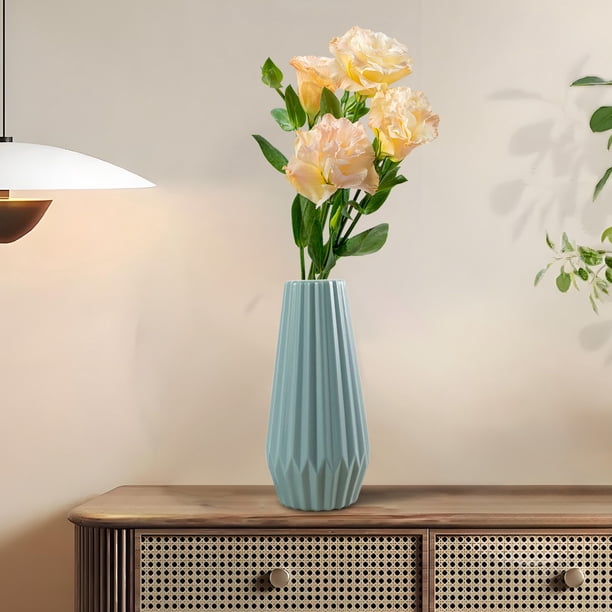 Jarrón de plástico azul rosa verde 8,27 pulgadas – portaflores decorativo moderno • plástico ligero y duradero • centro de mesa para bodas, fiesta de oficina, arreglo del hogar