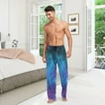 thumbnail image 3 of FREEAMG Men's Pajama Pants with Pockets Sleepwear Lounge Pants Stretch Casual Galaxy Stars Universe Navy Purple 26, 3 of 7