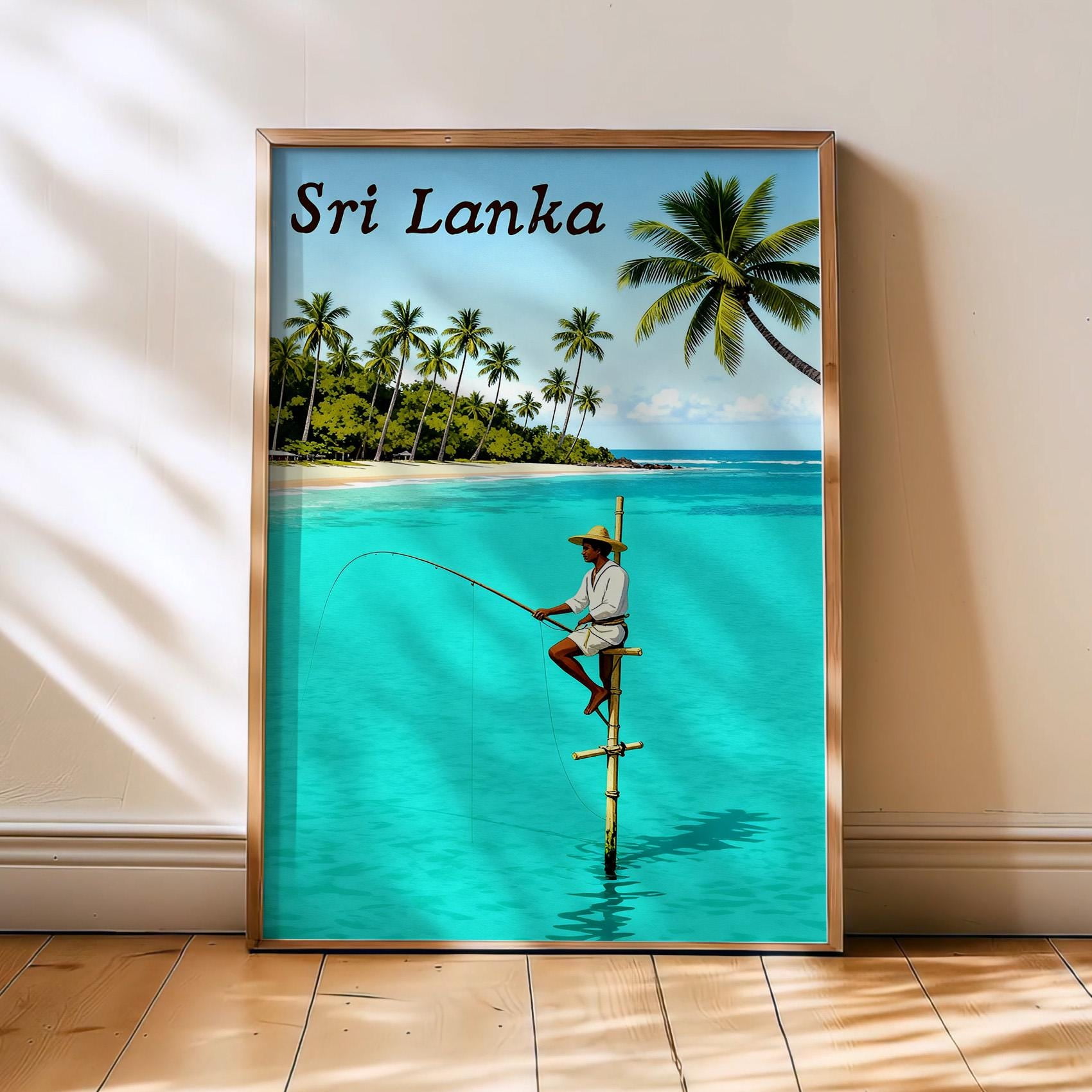 Sri Lanka Vintage Poster, Sri Lanka Poster, Sri Lanka Travel Art, Sri Lanka, Beach Poster, Vintage Poster, , Poster Print Only