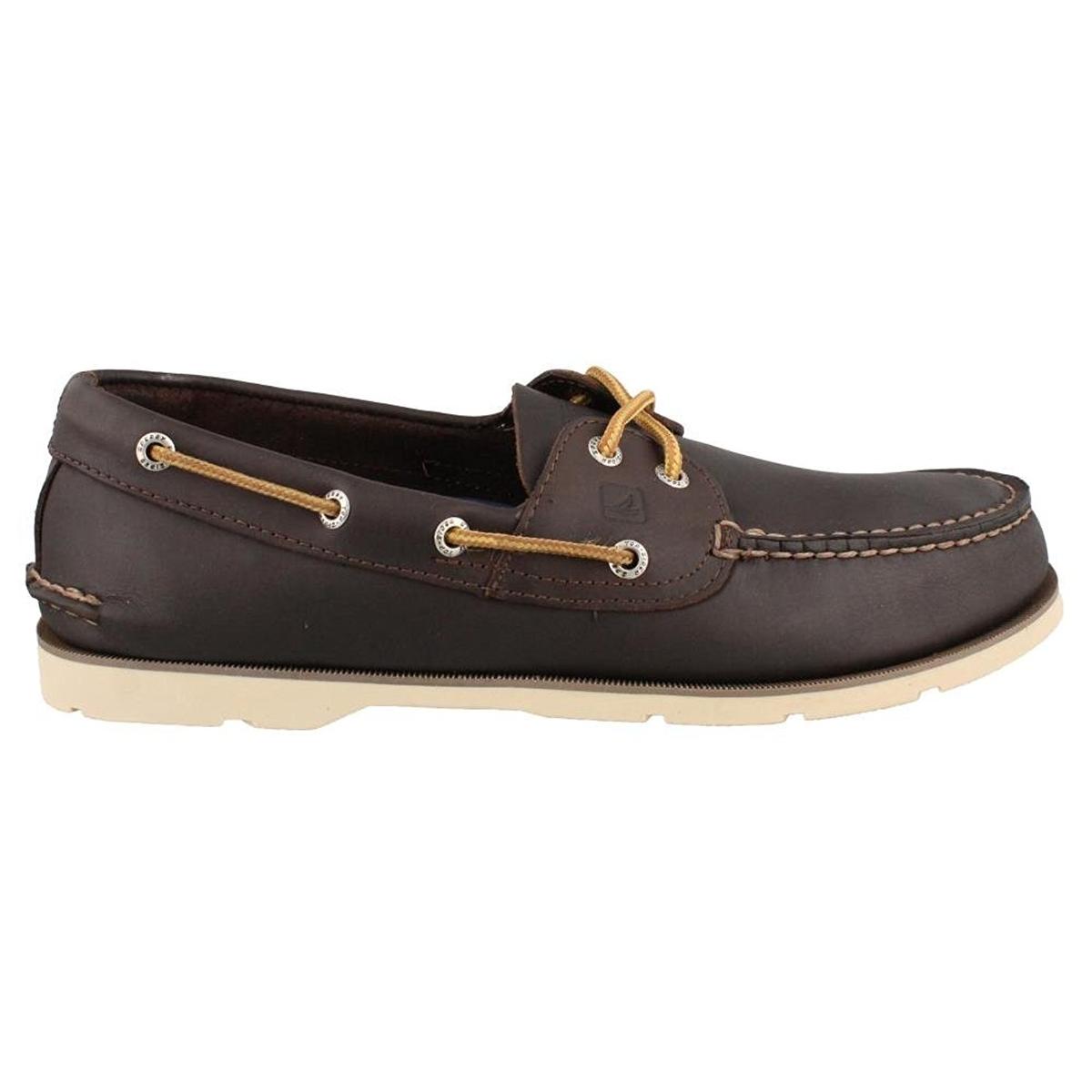 Sperry TopSider Leeward 2Eye Mens Dark Brown/Whit Boat Shoes