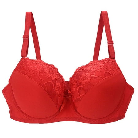 GZWYHT Full Coverage Bra Clearance Bras for Women Underwear 34/75 36/80 38/85 40/90 42/95 44/100 BCDE Cup Bra Sexy Lace Bra For Women Lingerie Plus Size Seamless Bras Lace Bralette Push Up Bra Red 95E