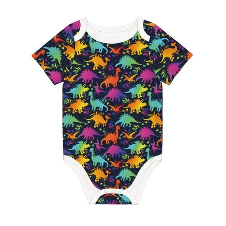 

Matuu Colorful Dinosaur for Baby Short-Sleeve Bodysuit Soft Cotton Comfortable and Breathable Perfect for Newborns and Infants
