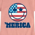 thumbnail image 3 of Instant Message - Merica Smile Face - Toddler & Youth Girls Short Sleeve Graphic T-Shirt, 3 of 6