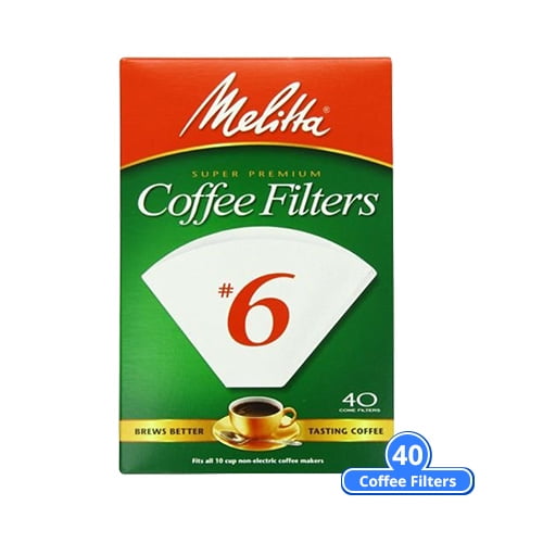 6 Pack 40 Count Melitta Premium #6 Cone Paper Coffee Filters Natural Brown 