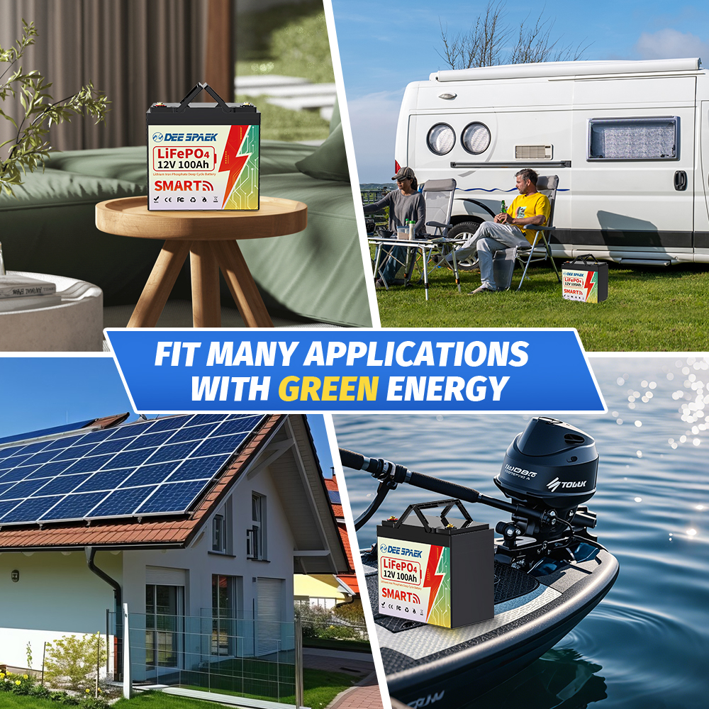 12V 100Ah Mini Lithium LiFePO4 Battery Bluetooth,for RVs,Solar,Marine,Boat,Trolling Motor,Camping,DEESPAEK Group 22NF Deep Cycle Batteries