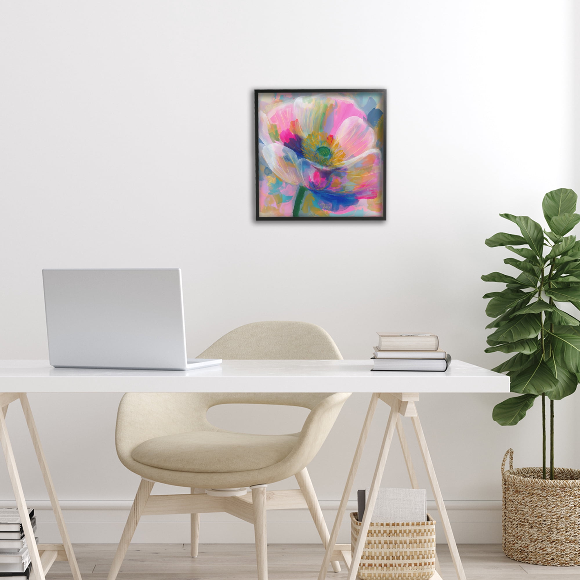 Stupell Industries Backlit Kaleidoscopic Poppy Black Framed Giclee Art, design by Chromatic Storm Studio