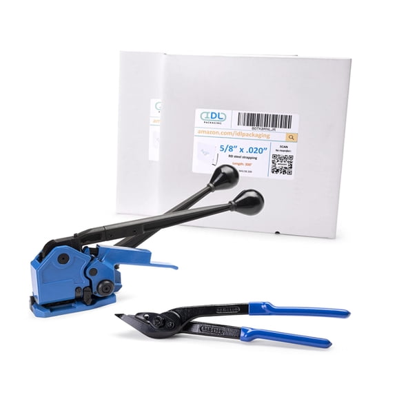 IDL Packaging PRO 5/8" x 500' Steel Strapping Kit, 1400 lbs Break Strength