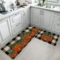 thumbnail image 2 of Fall Kitchen Mats Set of 2, Buffalo Plaid Pumpkins Bowknot Floor Mat Farmhouse Seasonal Holiday Thanksgiving Decorations 17x30 and 17x47 Inch (Plaid) GK077, 2 of 6
