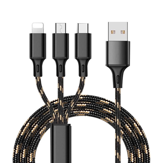 1.2m 3 en 1 TYPE-C Micro USB 8PIN Cable de datos de carga Línea 2.8A Cable de datos Reemplazo del cable de datos del teléfono Eigraketly DZ4225-01