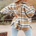 thumbnail image 3 of Womens Casual Plaid Shacket Wool Blend Button Down Long Sleeve Shirt Fall Jacket Shackets, 3 of 3