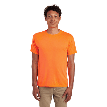 JERZEES Hi- Vis Safety Work T-Shirt, Dri-Power Full Polyester Workwear, Safety Orange, S