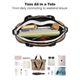 thumbnail image 4 of Tote Bag for Women - Boston Terrier and Flower Shoulder Bag - Large Utility Work Duffle Bag with Zipper Handbag for Travel, Work, Sprots, 4 of 5
