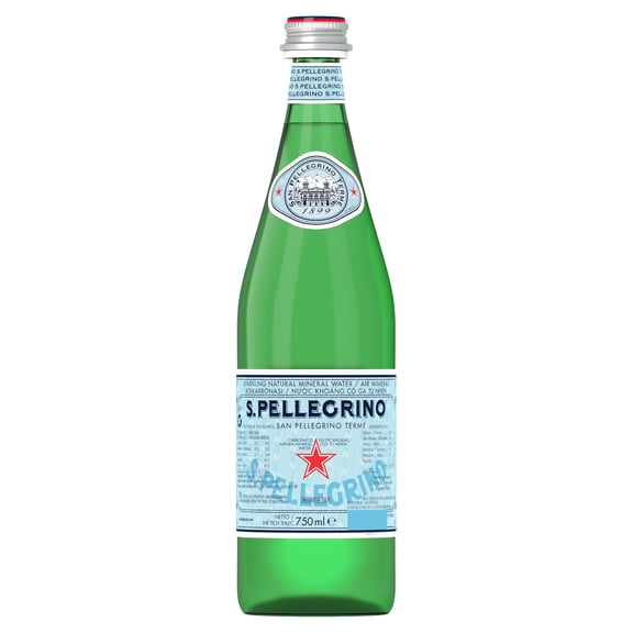 San Pellegrino Sparkling Natural Mineral Water Glass Bottle 750ml, Imported from Britain