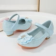 thumbnail image 4 of Staki Toddler Mary Jane Shoes Girls Mary Jane Dress Shoes Low Heel Glitter Patent Bow Kids Party Wedding Flower Girl School Shoes Blue,12 Little Kid, 4 of 7