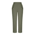 thumbnail image 6 of Olyvenn Women's Cotton Linen Harem Pants Work Casual Elastic Waist Pants with Pockets Lightweight Summer Beach Palazzo Army Green XXL, 6 of 6