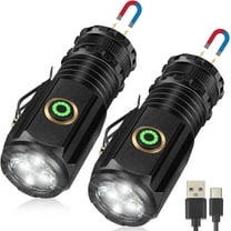 2 Pcs Small Rechargeable Flashlight 1600 High Lumens Pocket Flashlight with Clip Magnetic LED Flashlight Type C USB Tactical Pen Light 5 Modes Portable Torch for Hiking, Camping, Emergency