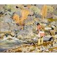 thumbnail image 2 of Walter Ufer 23x20 Black Ornate Framed Double Matted Museum Art Print Titled: After Them (1928), 2 of 5