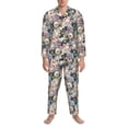 thumbnail image 3 of Naloa Colorful Flowers Men’s Pajamas Set - Long Sleeve Button Down Sleep Shirt and Pajama Bottoms Sleepwear Set-Small, 3 of 7