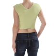thumbnail image 2 of RACHEL ROY Womens Green Ribbed Sleeveless V Neck Crop Top Size: XS, 2 of 2