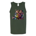 thumbnail image 2 of Wild Bobby, Colorful Rainbow Tiger Animal Lover Mens Graphic Tank Top, Forest Green, X-Large, 2 of 5