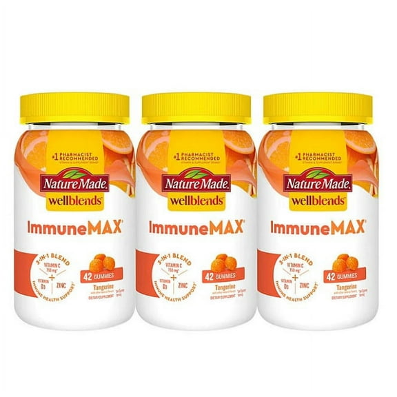3 Pack |  Nature Made Wellblends ImmuneMax Gummies, 3-in-1 Blend, 42 ct.