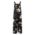 thumbnail image 6 of QATAINLAV Women's Summer Casual Overalls Loose Wide Leg Jumpsuits Linen Comfy One Piece Pants Boho Floral Printed Rompers with Pockets Black M, 6 of 9
