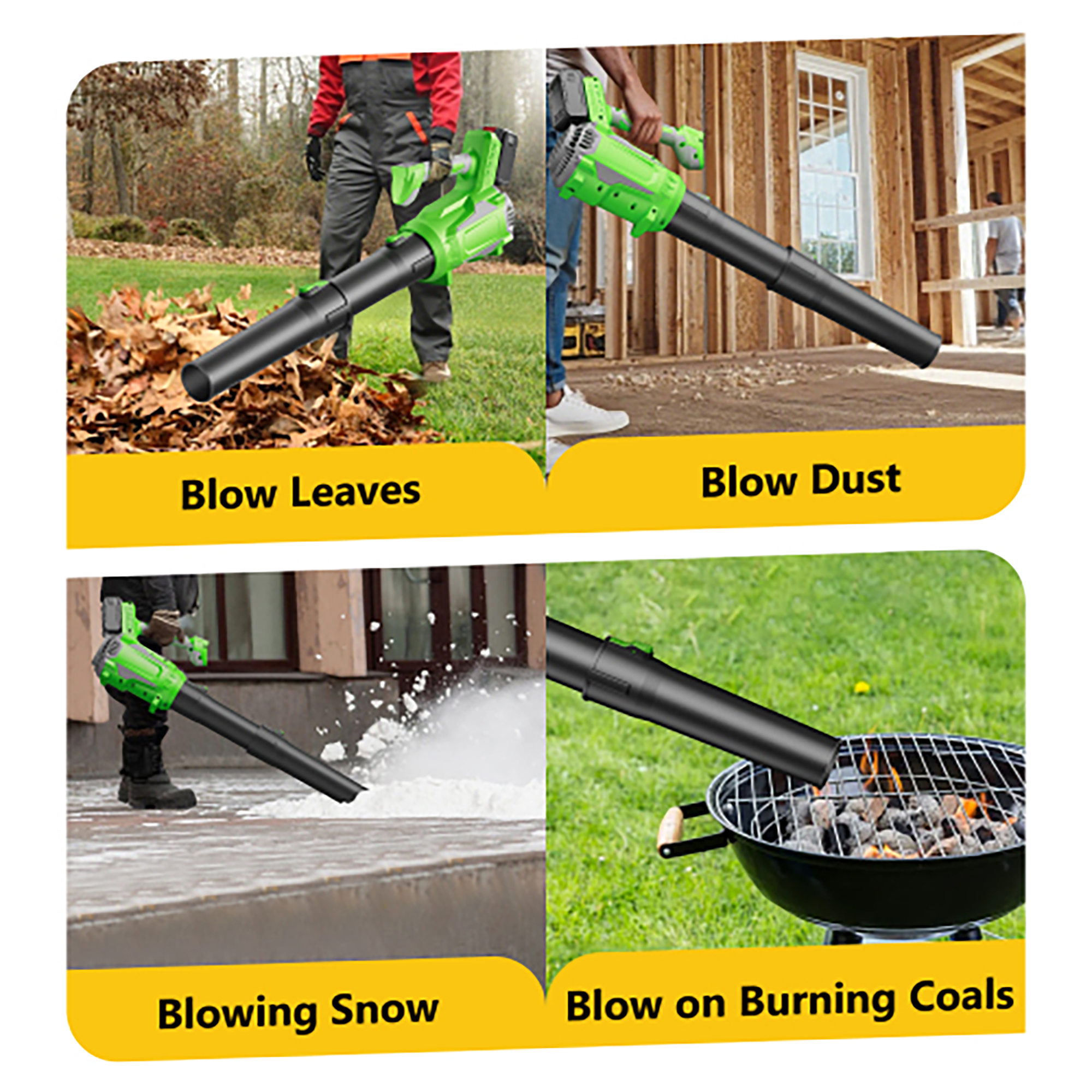 Elleree 21V Electric Cordless Leaf Blower 650CFM with 4.0Ah Lithium Battery and Charger, Extended Nozzle,Lightweight Yard Tools
