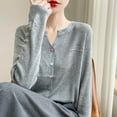 thumbnail image 6 of Lixiuxyad Womens Cardigans Cardigan With Colorful Buttons And Faux Pockets Lightweight Knit For Early Fall Seasonal Fashion,Gray, 6 of 6