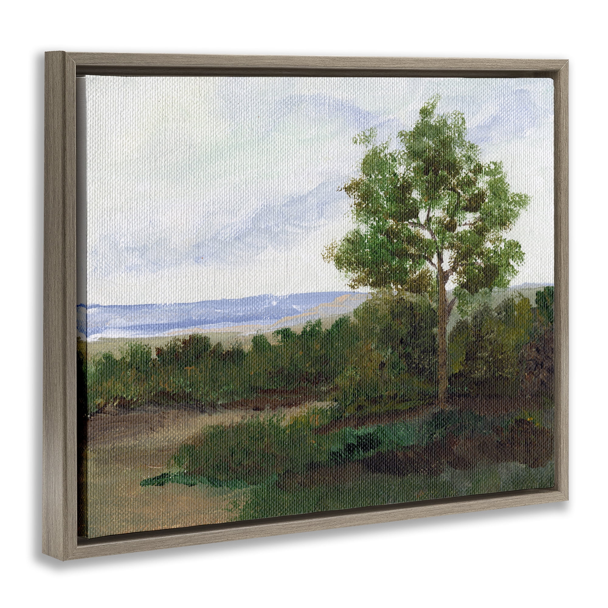 Stupell Industries Summer Evening Landscape Landscape & Nature Painting Brown Floater Framed Canvas Art Print Wall Art, 21 x 17
