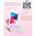 thumbnail image 5 of 7 Rainbow Backlight Rechargeable Detachable Keyboard Kit with Silent Wireless Mouse, 360 Swivel Adjustable Stand Case with Pencil Storage for iPad 7/8/9 10.2 inch, iPad Air 3 / Pro 10.5,Pink, 5 of 9