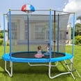 thumbnail image 2 of 8FT Trampoline with Basketball Hoop and Net Enclosure, Outdoor Jumping Bed for Kids, Teens & Adults, Round Fitness Trampoline with Mat Spring Pads Steady-Ladder, for Outdoor Yard School Family, K920, 2 of 11